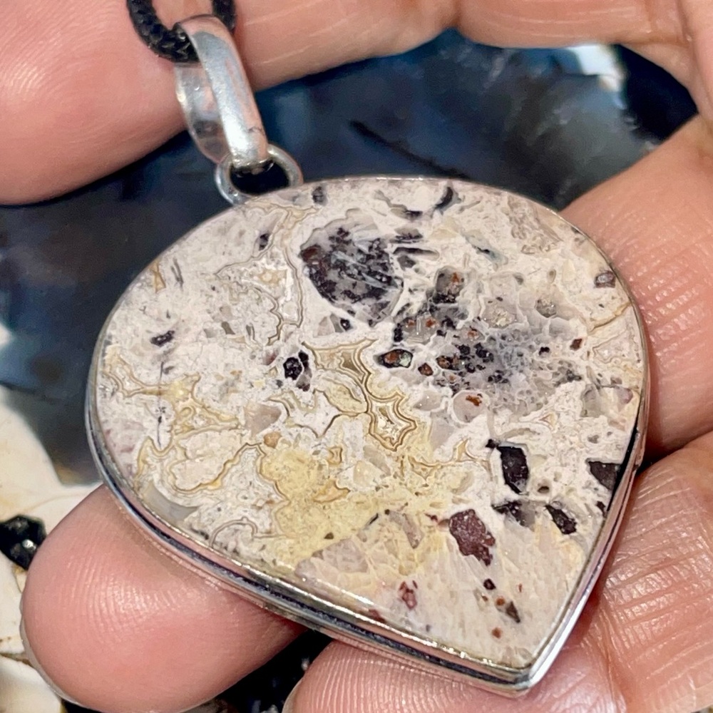 Lightweight Crazy Lace Agate Pendant 2 1/4”